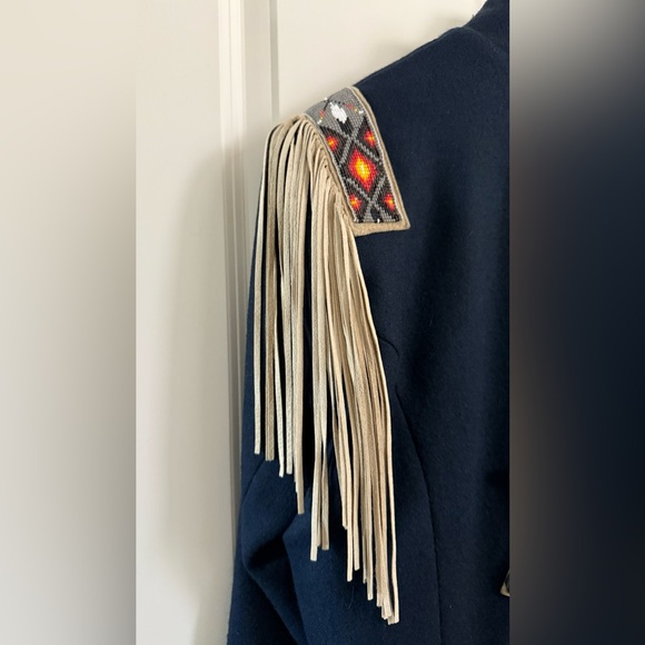 Diamond Leather vintage western wool jacket leather fringe trim beaded NFR - Picture 5 of 8